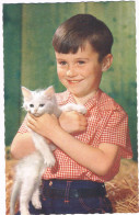 Chat Et Garcon - Cat And Child-  Jongen Met Wit Poesje -katze Kind - Cats