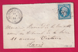 N°22 GC 1683 GOURNAY SUR ARONDE OISE CAD TYPE 22 INDICE 13 POUR PARIS LETTRE - 1849-1876: Classic Period