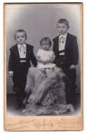 Fotografie A. Weinhold, Dresden-A., Pfotenhauer-Strasse 32, Portrait Zwei Jungen In Anzügen Mit Einem Kleinkind  - Personnes Anonymes