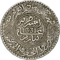 Maroc, Yusuf, 1/2 Rial, 5 Dirhams, 1912/AH1331, Bi-Bariz, Argent, TTB+, KM:32 - Marokko