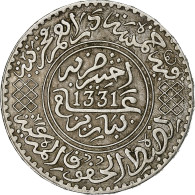 Maroc, Yusuf, 1/2 Rial, 5 Dirhams, 1912/AH1331, Bi-Bariz, Argent, TTB+, KM:32 - Morocco