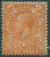 Great Britain 1912 SG368 2d Orange KGV #2 Crease FU (amd) - Unclassified