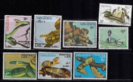 LAOS  1986,1992  REPTILES  SCOTT#722-727,1078,1178  CANCELLED - Laos