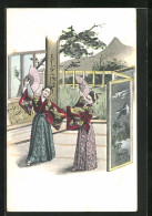 AK Zwei Japanerinnen Im Kimono Mit Fächer  - Unclassified