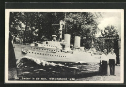 AK Wilhelmshaven, Mit Emden In Die Welt 1933, Modell Des Leichten Kreuzers Emden  - Other & Unclassified