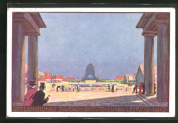 Künstler-AK Leipzig, Internationale Baufachausstellung Mit Sonderausstellungen 1913, Haupteingang: Strasse Des 18. Ok  - Expositions