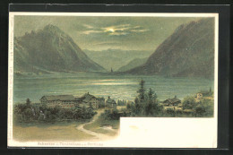 Lithographie Pertisau, Achensee Mit Fürstenhaus Im Mondschein  - Andere & Zonder Classificatie