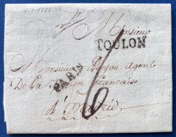 Lettre 16 MARS 1782 Marque De TOULON Passée Par PARIS Pour L'ESPAGNE à MADRID TTB - 1701-1800: Vorläufer XVIII