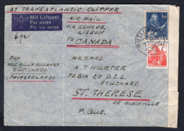 SWITZERLAND 1942 Censored Airmail Cover To Canada, Via Lisbon Portugal (p854) - Cartas & Documentos