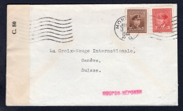 CANADA 1944 Censored Cover To Switzerland. Red Cross. Coupon-Reponse (p856) - Cartas & Documentos