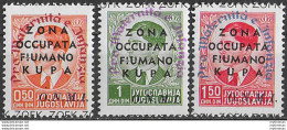 1942 Fiumano Kupa 3v. MNH Sassone N. 36/38 - Otros & Sin Clasificación