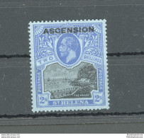 1922 Ascension, Stanley Gibbons N. 7 - 2 Scellini Black And Blue Paper Blue - MNH** (Dente Corto In Basso A Destra) - Altri & Non Classificati