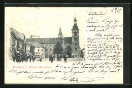 AK Jung Bunzlau / Mlada Boleslav, Marktplatz Mit Kirche  - Tchéquie