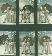 13825411 - Lot Mit 6 AK Kinder Mit Regenschirm  6er Serie Komplett - New Year