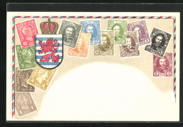 AK Briefmarken Und Wappen Von Luxemburg  - Francobolli (rappresentazioni)