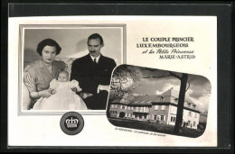 AK Le Couple Princier Luxembourgeois Et La Petite Princesse Marie-Astrid, Chateau De Betzdorf  - Familles Royales