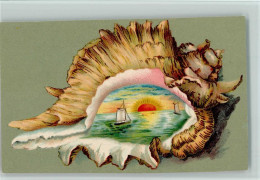 13027611 - Muscheln Bild In Der Muschel - Litho 1900 AK - Poissons Et Crustacés