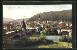 AK Bad Kösen I. Thür., Ortspartie Mit Brücke  - Bad Koesen