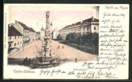 AK Teplitz Schönau / Teplice, Schlossplatz  - Tsjechië