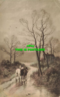 R583729 Evening. A Man With Two Horses On The Road. Rotophot - Welt
