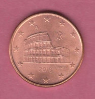 Italy, 2018- 5 Cent-  Copper Plated Steel- Obverse Colisseum. Reverse A Globe, Next To The Face Value- - Italia