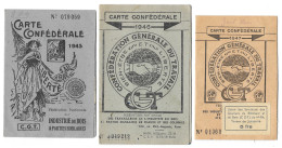 CARTE CONFEDERALE  SYNDICAT  CGT  ANNEES 1945 - 1946 - 1947 - FEDERATION NATIONALE INDUSTRIE DU BOIS - FRANCE - Tessere Associative