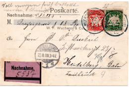 64372 - Altdeutschland / Bayern - 1900 - 10Pfg Wappen MiF A Kte WUERZBURG -> HEIDELBERG - Covers & Documents