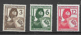 GERMANIA REICH TERZO REICH 1937 PROPAGANDA PER LA DIFESA AEREA  UNIF. 591-593  MLH  VF - Neufs