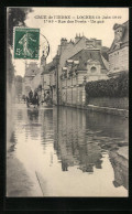 CPA Loches, Crue De L`Indre 1910, Rue Des Ponts, Inondation  - Loches
