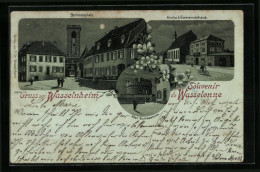 Lithographie Clair De Lune Wasselnheim, Châteauplatz, L'Église & Gemeindehaus  - Other & Unclassified
