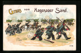 CPA Illustrateur Hagenau, Hagenauer Sand, Des Soldats Avec Chevauxn U. Kanone  - Autres & Non Classés