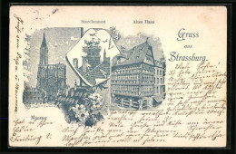 Lithographie Strassburg, Münster, Altes Haus, Storchennest  - Autres & Non Classés