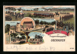 Lithographie Oberhofen, Hotel Hirsch, Truppenübungsplatz, Baracken  - Autres & Non Classés