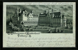 Mondschein-Lithographie Freiburg I. B., Ev. Diakonissen- & Krankenhaus  - Freiburg I. Br.