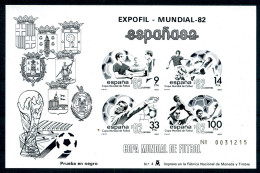 Spanien Schwarzdruck Block 25 Postfrisch Fußball #GB683 - Sonstige & Ohne Zuordnung