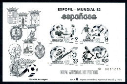 Spanien Schwarzdruck Block 25 Postfrisch Fußball #GB682 - Other & Unclassified