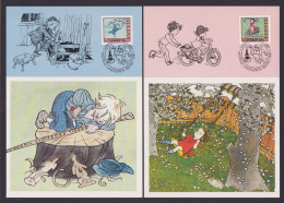 Europa Schweden Astrid Lindgren 1431-1440 Zusammendruck FDC + 5 Maximumkarten - Cartas & Documentos