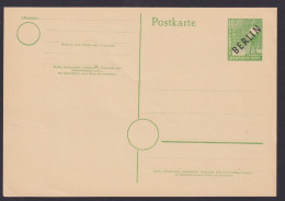 Berlin Ganzsache P 1 D Schwarzaufdruck Kat.-Wert 12,00 - Postkaarten - Gebruikt