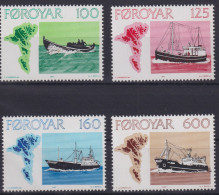 Briefmarken Dänemark Färöer 24-27 Fischerei Schiffe Luxus Postfrisch MNH Kat 8,- - Islas Faeroes