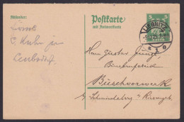 Deutsches Reich Frage Ganzsache Adler P 158 I F Liegnitz 9.10.1925 - Other & Unclassified