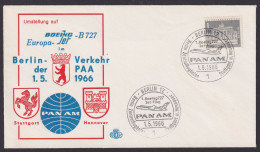 Berlin Attr. Flugpost Brief Boeing B 727 Europa Jet PANAM 1.5.1966 Brandenburger - Briefe U. Dokumente