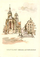 73905573 Stuttgart Stiftskirche Mit Schillerdenkmal Kuenstlerkarte - Stuttgart