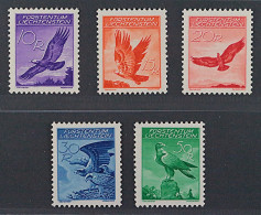 Liechtenstein  143-47 Y **  Adler 1934, Geriffelt Gummi, 5 Werte Komplett, Postf - Unused Stamps