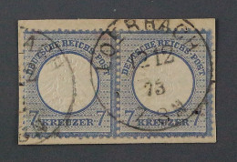 Dt. Reich 26, 7 Kr. Großer Schild, LUXUS-Paar, Briefstück LÖRRACH, KW 280,- € - Used Stamps