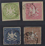 Württemberg  30-33 A, Wappen 1-9 Kr. Komplett, Sauber Gestempelt, KW 200,- € - Oblitérés