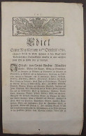 NIEDERLANDE Oktober 1781, Gedrucktes Kaiserliches Dekret über Freie WILDSCHWEINE - ...-1852 Voorlopers