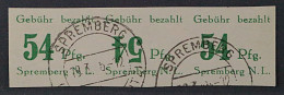 SPREMBERG  14 BK, 54 Pfg Wertziffer KOPSTEHEND, Briefstück, SELTEN, KW 200,- € - Used
