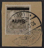 SAAR 1 I K, Germania Aufdruck KOPFSTEHEND, Auf Briefstück, Geprüft KW 700,- € - Used Stamps