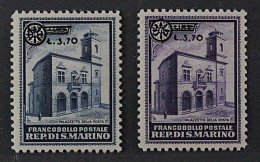 San Marino  206-07 *  1934, Freimarken Provisorien 3,70 L. Komplett, KW 350,- € - Unused Stamps
