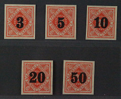 Württemberg  184-88 PU **  Rentenpfennig-Ausgabe 3-50 Pfg. UNGEZÄHNT, KW 300,- € - Postfris